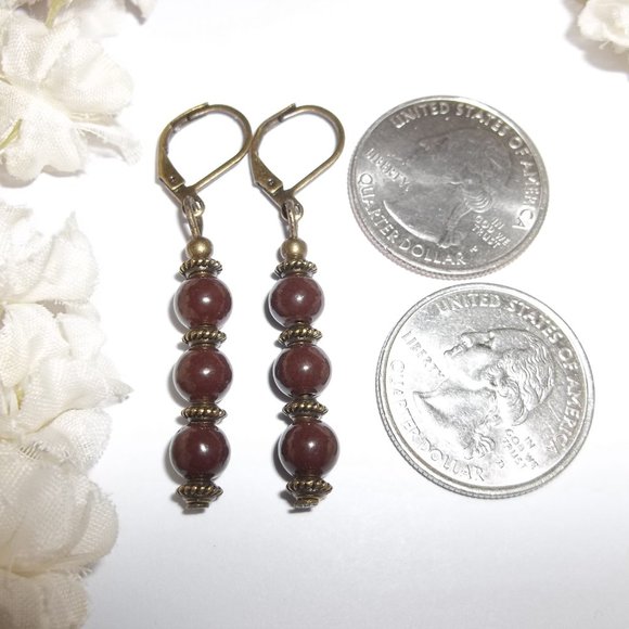 Boho Brown Bronze Beaded Earring Set Handmade 6280 - Picture 2 of 8